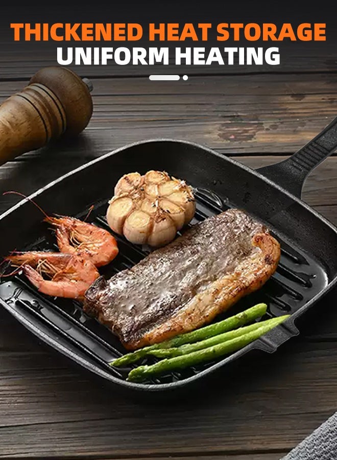 VINNYSEN طقم مقلاة من الحديد الزهر شديد التحمل - مقالي شواء متعددة الأحجام للاستخدام على الموقد، آمنة للاستخدام في الفرن ومتوافقة مع المواقد الحثية - أدوات طهي متينة للتخييم في الهواء الطلق لتحضير شرائح اللحم وغيرها - Image 3